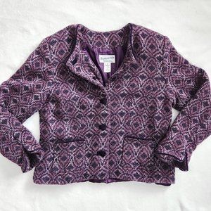 Vintage Pendleton Purple Virgin Wool Blazer Velvet Buttons Cropped Jacket 12‎
